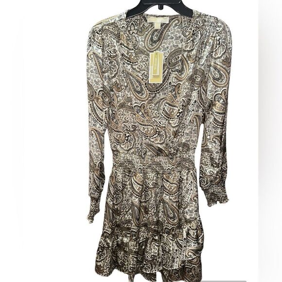 NWT Michael Kors Paisley Long Sleeve dress - sz Small - Family photo look - Picture 4 of 5